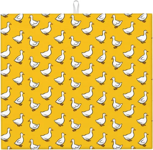 Vista 13 de Tapete de secado de platos de mármol blanco dorado para encimera de cocina, absorbente de 16 x 18 pulgadas, placa de microfibra de vidrio