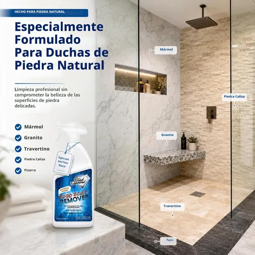 Vista 2 de Removedor de espuma de jabón de piedra natural para duchas, puertas