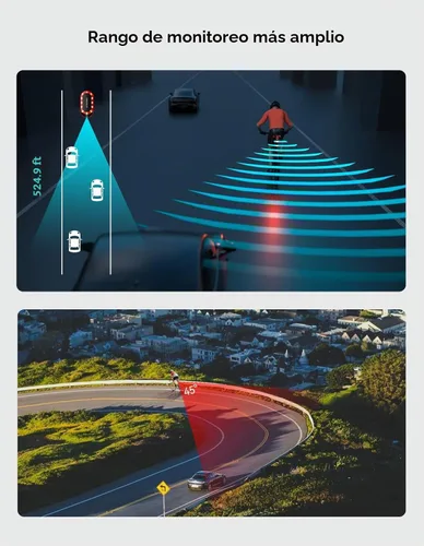 Vista 2 de iGPSPORT SR Mini Luz de Radar para Bicicleta, Distancia de Monitoreo 160M, Vida de Batería 20H, Luz Trasera de Freno Intermitente Impermeable