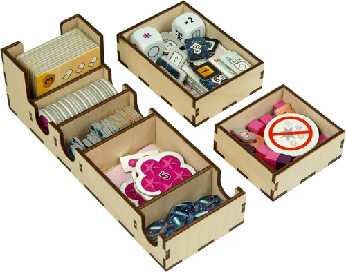 Vista 5 de The Broken Token Organizador de juegos compatible con Race for The Galaxy, caja de almacenamiento de madera con múltiples divisores ajustables
