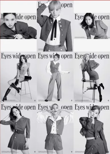 Vista 9 de Twice Eyes Wide Open 2nd Album versión aleatoria CD1P cartel lírico en paquete88p PhotoBook1p tarjeta de mensajeDIY Sticker5p PhotoCardMensaje