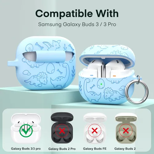 Vista 2 de Maxjoy Funda compatible con Samsung Galaxy Buds 3 Pro / Galaxy Buds 3 (2024), funda protectora de silicona grabada para Galaxy Bud 3 para mujeres