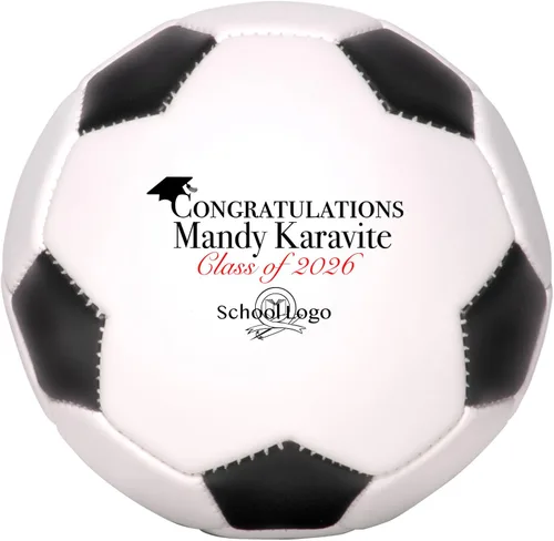 Vista 6 de Balón de fútbol personalizado, regalo de graduación personalizado con nombre y logotipo de la escuela para él, ella, graduado, hijo, hija