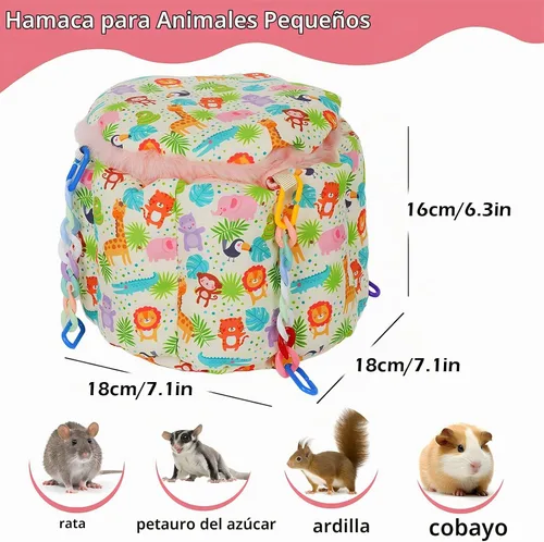 Vista 2 de Cama colgante para ratas, accesorios de jaula de planeador de azúcar, hamaca de conejillo de indias, cama nido cálida para dormir, hamaca de jaula
