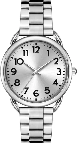Vista 8 de Bisley Reloj de mujer de 1.378 in de acero inoxidable con cierre magnético, fácil de ajustar, tamaño de muñeca sin herramienta, número arábigo