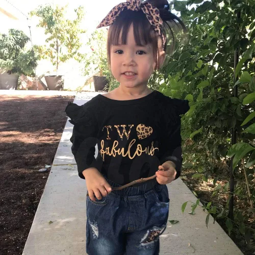 Vista 2 de Shalofer Conjunto de ropa de mezclilla para bebé niña de 2 cumpleaños