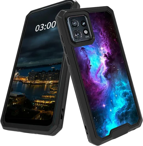 Vista 29 de Funda para Motorola Edge Plus para Moto Edge Plus 2023 con diseño de patrón de mariposa artística a prueba de caídas de policarbonato duro de doble