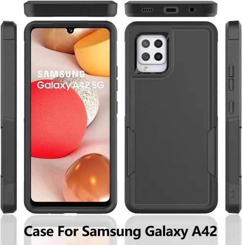 Vista 7 de Jeylly Funda para Samsung Galaxy A42 5G con protector de pantalla de vidrio templado, resistente a los golpes, a prueba de caídas, duradera