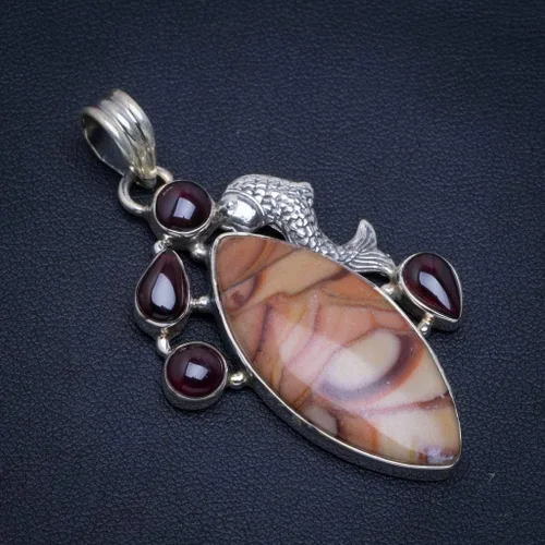 Vista 2 de StarGems (TM) Amatista Natural y Jasper estilo único punk de 925plata de ley Colgante 214