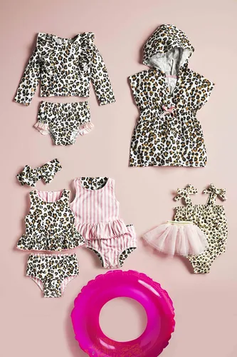 Vista 4 de Mud Pie Conjunto de traje de baño y tutú para niñas, Rosado