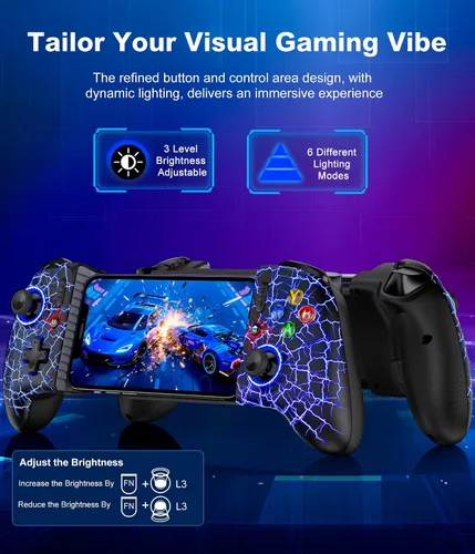 Vista 3 de LIFUFUTEE Mobile Gaming Controller for iPhone/Android, Wireless Phone Controller with Hall Joysticks/Triggers, Mobile Controller Support Phone Case