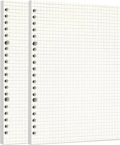 Vista 98 de Zelten 1 paquete A5 de 80 hojas/160 páginas 4 en 1 rayado cuadrado punteado en blanco hojas sueltas perforadas papel de repuesto de papel