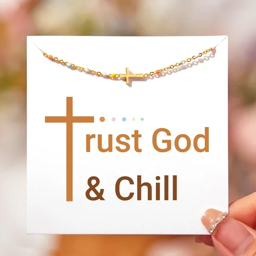 Vista 6 de STORYJEWELLERY Regalos religiosos y cristianos para mujeres, brazaletes con cruz, para bautismo, confirmación y Pascua, regalos para dar aliento a