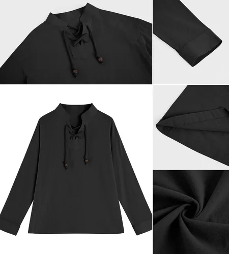 Vista 6 de Ryannology Camisa medieval con cordones para niños, disfraz de pirata, mercenario, escocés, renacentista, para niños, vikingo, Halloween, cosplay