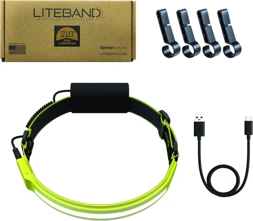 Vista 6 de Liteband PRO Serie 1000 - Linterna frontal personal ajustable de haz ancho, iluminación de 210°, funciona con pilas, se adapta a cascos y cascos