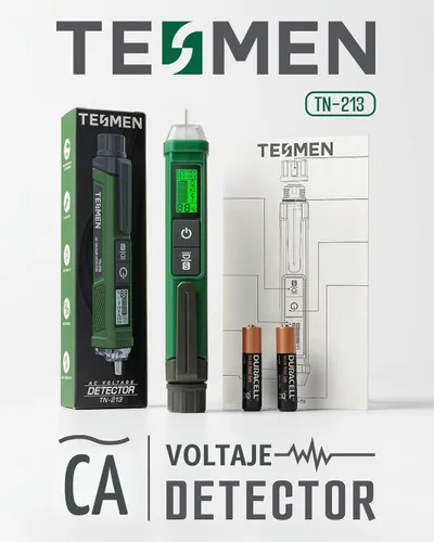 Vista 7 de TESMEN - Probador de voltaje, detector de voltaje sin contacto TN-213, probador eléctrico, CA 12V-/70V-1000V, doble rango, pantalla LCD