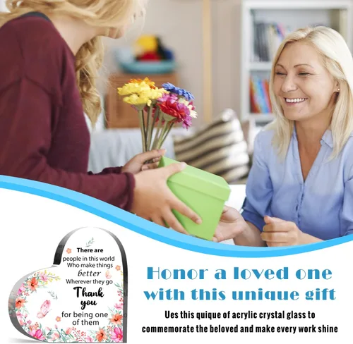 Vista 5 de Regalos de Apreciación para Mujeres, Recuerdo de Corazón de Acrílico, Regalos Inspiracionales para Jefa de Colega, Regalos de Despedida de Oficina
