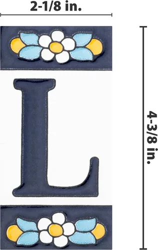 Vista 4 de Sevillano Flora Address Letters L 2-1/8" x 4-3/8" - Azulejo de pared de cerámica