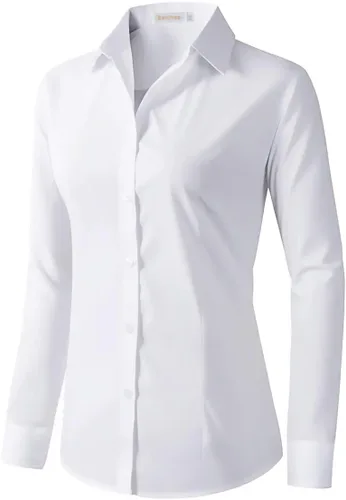 Vista 10 de Beninos Camisas de vestir para mujer, manga larga, con botones, ropa de trabajo