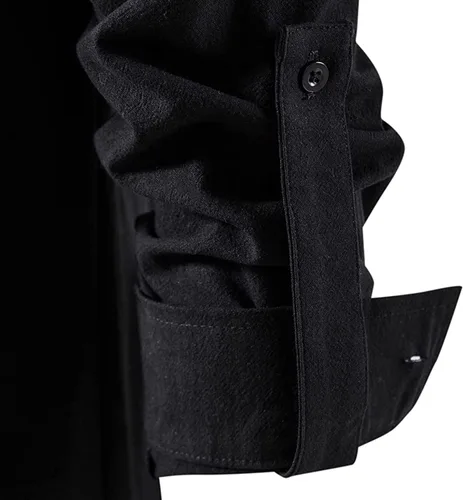 Vista 5 de Camisas de lino de manga larga con cordones retro para hombre, camisa Henley renacentista, disfraz vikingo medieval, camiseta pirata