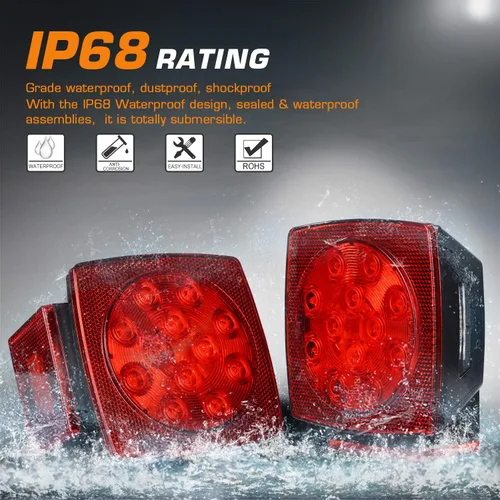 Vista 5 de WoneNice - Kit de luz trasera LED sumergible para remolque de barco y cableado, función combinada de parada, luces traseras/de circulación, giro