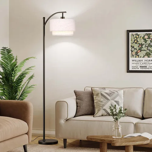 Vista 5 de Lámparas de pie SUNMORY para sala de estar con bombilla LED de 12W, lámpara de pie de arco con 3 temperaturas de color, lámparas de pie modernas