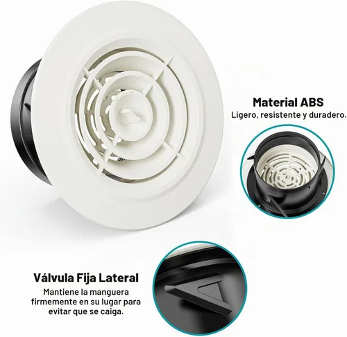 Vista 6 de Rejilla de Ventilación Redonda de 4 Pulgadas, HG Power Cubierta de Ventilación Ajustable de ABS, Rejilla de Lamas Blanca Apta para Baño, Oficina