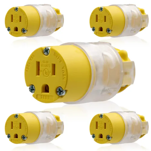Vista 11 de ELEGRP NEMA 5-15R de 15 amperios, 125 voltios, 2 polos, 3 cables, conexión a tierra, hoja recta, enchufe eléctrico, cable de repuesto, grado