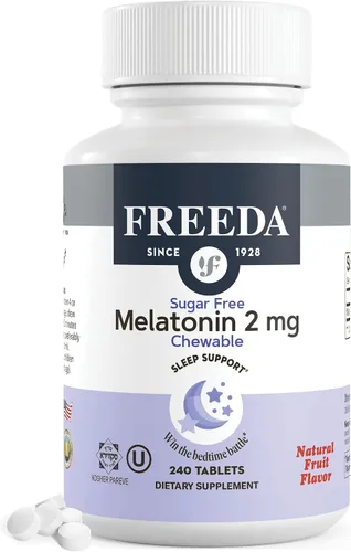 Vista 7 de FREEDA Melatonina 2 mg masticables sin azúcar – Ayuda natural para dormir para adultos y niños – Vegano, Kosher, sin gluten, sin OMG, fácil apoyo a