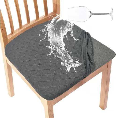 Vista 9 de Gute Fundas de asiento para silla, fundas de asiento para sillas de comedor con lazos, fundas elásticas de jacquard para sillas de comedor y cocina