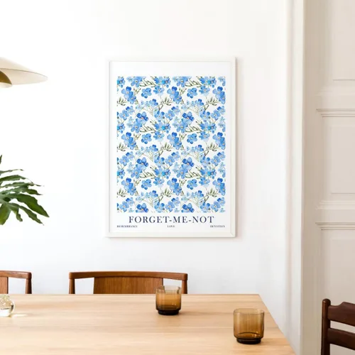 Vista 6 de ColorAndFlair Watercolor Floral Art Print Forget Me Not Flower Symbolic Meaning Blue Wildflower Wall Art Botanical Poster (8x10 inches)