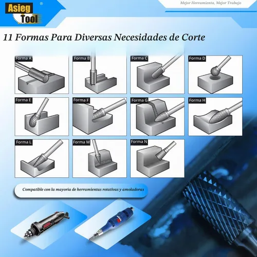 Vista 5 de Lima giratoria de carburo de tungsteno SC-3, forma cilíndrica de extremo de punta de bola, corte doble para brocas de amoladora de troquelado