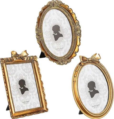 Vista 14 de Vicenpal 3 Pcs Tiny Vintage Ornate Picture Frames 2.5 x 3.5 Inch Black Gold Negro dorado
