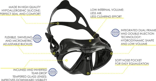 Vista 2 de Cressi Máscaras de buceo con lentes de lágrima inclinadas para una mayor visibilidad hacia abajo, evolución del aire y los ojos: fabricadas en Italia