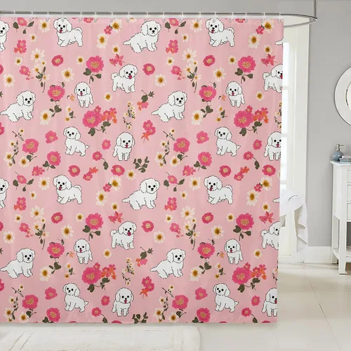 Vista 38 de Juego de cortinas de ducha de piel de vaca, estilo retazos, estampado de vaca, cortina de animales de granja, piel de ganado de toro de cuerno