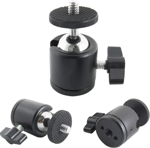 Vista 9 de EXMAX Cuerpo de aleación de aluminio de 360 grados giratorio Mini trípode cabeza de bola con rosca de 1/4 pulgadas montaje base para encendedor