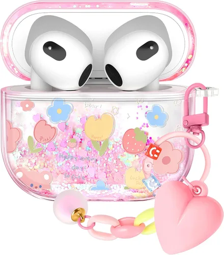 Vista 20 de Funda para Apple para Airpods 4 Case 2024 - Arena Movediza Líquida Arte Artístico Estético Funda Mujer Chica Mujeres Brillante Brillo Purpurina