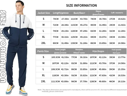 Vista 6 de DUOFIER Conjunto deportivo de 2 piezas para hombre, conjunto deportivo casual