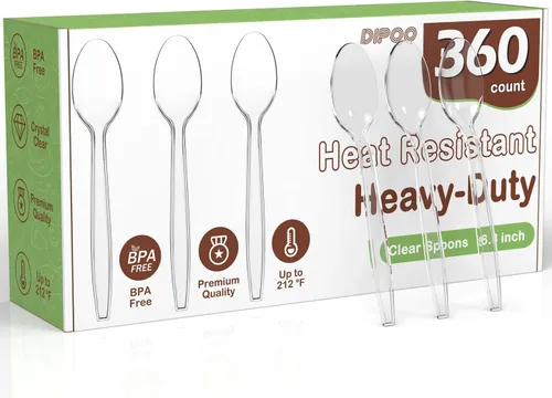 Vista 9 de Dipoo Tenedores de plástico transparente de 18 cm de alta resistencia con resistente al calor y sin BPA, cubiertos de plástico sólidos y duraderos