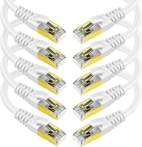Vista 11 de Cable Ethernet CAT 8 blindado SFTP para red de Internet, cables LAN de alta velocidad resistentes con conector RJ45 chapado en oro, profesional
