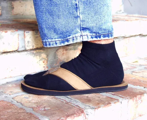 Vista 7 de 3 pares Flip-Flop más grueso Tabi V-Toe calcetines de tobillo de algodón cómodo cálido mezcla de Spandex