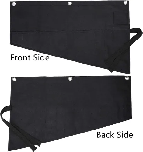 Vista 5 de Bolsa enrollable de lona encerada resistente de 16 onzas, bolsa de herramientas multiusos para métricas, SAE (negro )