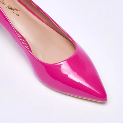 Vista 4 de GENSHUO Tacones de gatito para mujer, zapatos clásicos de tacón bajo de 2 pulgadas, zapatos de tacón de tacón cerrado y puntiagudo, zapatos de tacón