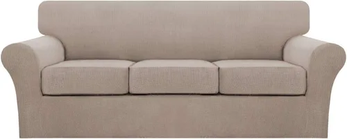 Vista 50 de Turquoize 2 fundas para sillas de sala de estar, funda de sofá con fundas de cojín individuales, funda de muebles para sillas (silla, beige biscotti)