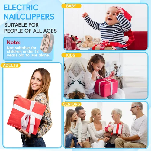 Vista 7 de Cortauñas eléctrico con luz LED y 2 velocidades, 2026 nuevo recortador de uñas eléctrico 2 en 1 con almacenamiento de clip de uñas, diseño 3 en 1