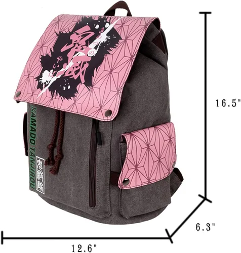 Vista 2 de GLOOMALL Mochila de anime japonés bolsa de hombro de lona con cordón bolsa de viaje Nezuko Kamado