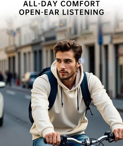 Vista 3 de Auriculares de oreja abierta, auriculares sobre la oreja con ganchos para los oídos, auriculares Bluetooth inalámbricos verdaderos con micrófono