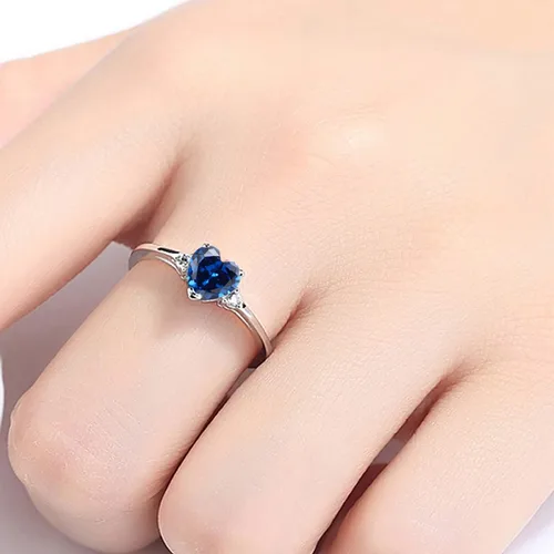 Vista 4 de ACEFEEL - Anillo de compromiso de plata de ley 925 con forma de corazón de ópalo blanco