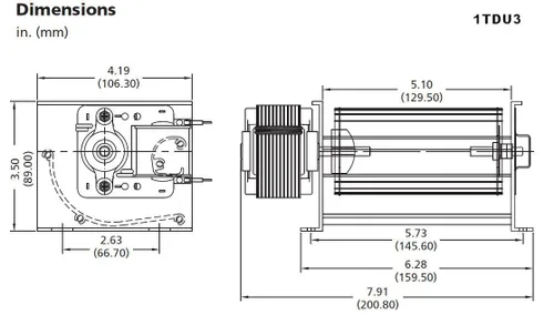 Vista 3 de Dayton 1TDU3 Ventilador de Transflujo, 115V