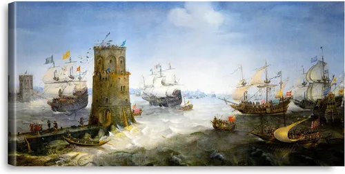 Vista 60 de A&T ARTWORK A Brisk Breeze por Willem van de velde Reproducciones de pintura de velero, impresiones en lienzo giclée para decoración del hogar, 20 x